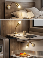 Lampe de lecture LED 12V DC pour intérieur de camping-car, montage en surface, col de cygne flexible avec ports de charge USB A+C