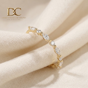 14 Karat Massivgold-Ring mit Labor-Diamanten in Brillant-Rund- und Marquise-Schliff, Damenschmuck, IGI-Zertifiziert, Luxuriöser Ehering - Product Image 5
