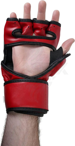 Gants de MMA rouges à demi-doigts avec fermeture Velcro pour adultes, entraînement aux arts martiaux - Product Image 4