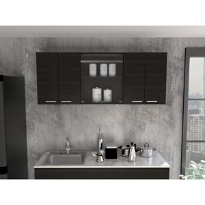 Armadio a Muro Yuma 150 per Soggiorno, Armadietti Doppi con Due Ripiani Aperti - Product Image 2