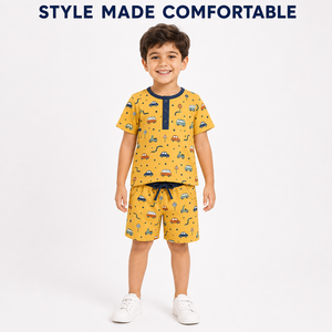 Foxcotton Club Men Printed T-Shirt Shorts Set 100% Cotton Cartoon <b>Animal</b> <b>Pattern</b> Summer Casual Wear Light Blue Full-Body Digital - Product Image 2