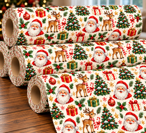 Tissu en microfibre écologique bio pour Noël, motif renne et Père Noël, matériau de couture pour les fêtes - Product Image 2