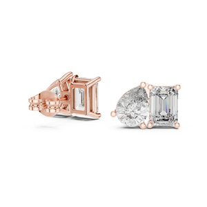 Pendientes de Oro Rosa de 14K con Esmeralda y Diamante Cultivado en Laboratorio en Forma de Pera para Mujer |   Ropa de Oficina |   Diamante Cultivado Nuevo - Product Image 4