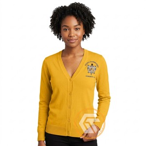 เสื้อคอวีลำลองปักลาย Sigma Gamma Rho แบบสั่งทำพิเศษ ผ้าวูล/อะคริลิกเนื้อแน่น 12 GG ปิดกระดุมหุ้มผ้า ป้องกันการยับ - Product Image 3