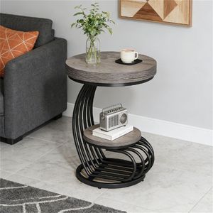 Round Coffee <b>Table</b> with Storage Rack <b>for</b> Use As a <b>Sofa</b> or Tea <b>Table</b> <b>Side</b> <b>Table</b> - Product Image 4