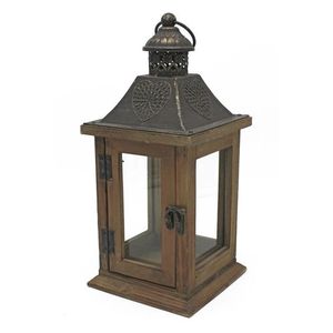 Lanterne à bougie en bois, accent décoratif pour la décoration intérieure, centres de table de mariage style ferme, aménagement festif et présentation de cheminée - Product Image 3