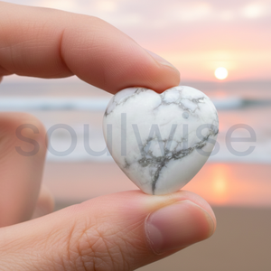 Pierre de cristal en howlite blanche naturelle en forme de cœur pour la méditation, le soulagement du stress et la décoration de la maison - Product Image 3