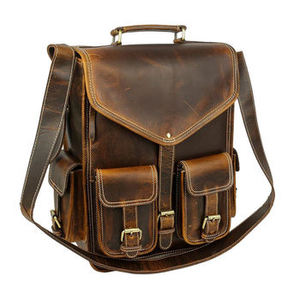 2026 Vintage Genuine Leather Waterproof RFID <b>Laptop</b> <b>Backpack</b> Dual Pockets Hasp Closure Unisex Softback 30-40L Capacity - Product Image 2