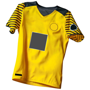 Men's Yellow Striped Sublimated Soccer Jersey Short Sleeve V-Neck Breathable Regular Fit All Seasons Team Apparel - Product Image 3