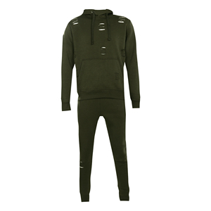 <b>Men's</b> Olive <b>Green</b> Distressed Hoodie and Jogger Pants Set Casual Streetwear <b>Tracksuit</b> - Product Image 1