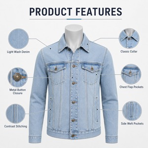 Stylish <b>mens</b> denim <b>jackets</b> with button closures practical pockets and timeless silhouettes for casual wear and contemporary - Product Image 5