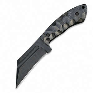 Cuchillo de caza Welltrox Industries de grado industrial/DIY con hoja de acero de alto carbono, mango texturizado de micarta negra y funda. - Product Image 2