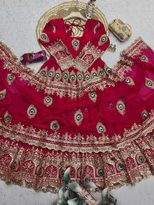 Women's Red Embroidered Ball Gown Anarkali <b>Kurta</b> Dupatta Set 100% <b>Silk</b> Elegant Ethnic Wear Traditional Indian Salwar Suit - Product Image 3