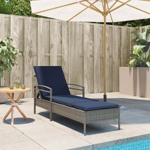 Chaise longue en polyrotin 24,8 x 78,7 x 31,9 po avec coussin gris pour l'extérieur – Expédition aux États-Unis uniquement - Product Image 3