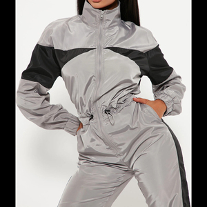 Women's <b>White</b> Black Solid Casual Hooded Short Sports <b>2</b> <b>Piece</b> <b>Set</b> Long Sleeve Regular Fit Full Waterproof Fleece 100% Nylon - Product Image 5