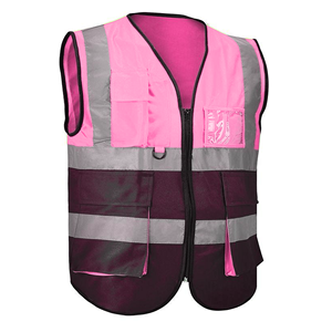 Chaleco de Seguridad Reflectante de Alta Visibilidad Unisex, Ropa de Trabajo de Poliéster Azul con Bolsillos y Cierre de Cremallera - Product Image 5