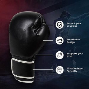 Gants de boxe professionnels en cuir 12 oz, anti-humidité, avec fermeture réglable pour le poignet, unisexe pour l'entraînement des adultes - Product Image 2