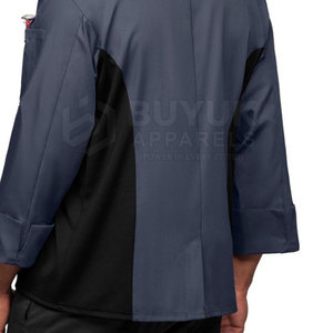 Veste de chef à manches longues avec boutons, anti-taches, respirante, légère, en polyester/coton, tenue culinaire, équipement de travail professionnel pour la cuisine - Product Image 6