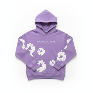 Sweat à capuche violet pour femme Tawfiq avec motif imprimé en relief blanc, coupe classique, décontracté, pour l'automne, en tissu tricoté 100 % coton - Product Image 1