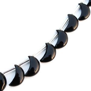 Natural Black <b>Onyx</b> Stone Crescent Moon Carved Gemstone Beads 12mm Drilled Handmade Crystal Carvings For Jewelry Making Best Rate - Product Image 2