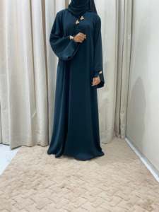 Wholesale Dubai Beautiful <b>Modest</b> Handmade <b>Satin</b> Silk Abaya Traditional Islamic Women's Clothing Lightweight Breathable Quick Dry - Product Image 3
