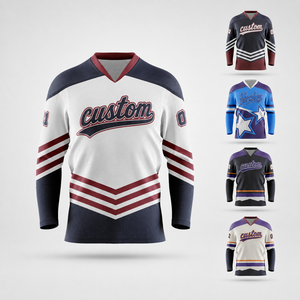 Jersey de Hockey sobre Hielo Personalizado, Sublimado, para Adultos, Venta al Por Mayor, OEM, ODM, Logotipo Personalizado, Transpirable, 100% Poliéster, Secado Rápido, Cuello en V - Product Image 1