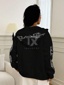 Custom <b>Rhinestone</b> Zip Up Hoodie Women Cropped <b>Jacket</b> Star Print Streetwear Fashion Winter Warm - Product Image 4