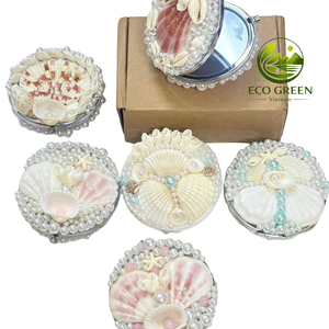 Beach Theme <b>Compact</b> <b>Mirror</b> Handmade Seashell Makeup <b>Mirror</b> Travel Cosmetic Accessory Gift for Women - Product Image 1