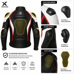 Veste de course en cuir pour homme X, manches longues, coupe-vent, toutes saisons, color-block, fabriquée à Sialkot, X Sports City XSC - Product Image 4