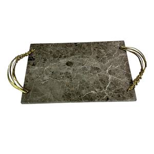 Plateau de service rectangulaire en marbre naturel de qualité supérieure avec poignées en métal doré, design moderne et écologique, idéal pour mariages et usage domestique – Offre spéciale - Product Image 6