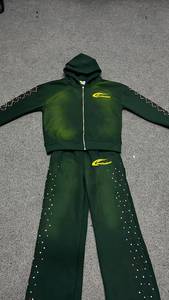 Ensemble de survêtement unisexe noir à capuche avec bandes latérales blanches, sweat-shirt et pantalon à fermeture éclair intégrale, tenue de sport décontractée - Product Image 4