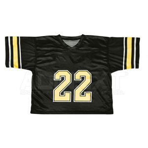 Uniformes de Lacrosse Personalizados por Sublimación para Universidad, Conjunto de Jersey de Lacrosse Negro con Cuello en V para Hombre con Número 22 Azul - Product Image 5