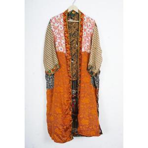 Indian Robe Floral Silk Sari Kimono Vintage Sari Robe Soft Beach Party Gown Indian Handmade Silk Kimono robe for sleep wear - Product Image 6