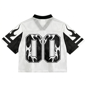 Camiseta deportiva Glory Custom con estampado gráfico extragrande, nueva camiseta de fútbol de malla a la moda, negra y blanca, estilo crop, para un uso cómodo unisex. - Product Image 2