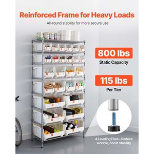 Organisateur 26, étagère de rangement à roulettes à 8 niveaux, système d'étagères en fil d'acier, roues, organisateur d'outils mobile pour garage, salle de classe - Product Image 3