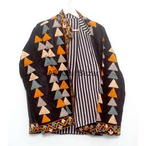 Chaqueta Acolchada con Botones y Bordado Floral, Forro de Algodón a Rayas, Hecha a Mano, para Invierno y Otoño, de Secado Rápido, Ecológica y Transpirable - Product Image 6