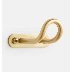 Modern Gold Brass Wall <b>Hook</b> Oblong Base Loop Curved <b>Single</b> Prong Hanger Minimalist Luxury Towel Robe <b>Coat</b> Hardware Mount - Product Image 1