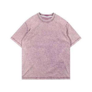 Trending Acid Wash T-Shirt 300 GSM Heavyweight 100% Cotton <b>Men</b> Acid-Wash Square Collar High Street Style Eco-Friendly T-Shirt - Product Image 1