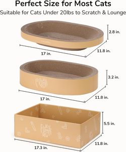 Durable Oval Cat Scratch Bed, Round Cat Scratching Board with Large Kitten Scratcher Box for Indoor Cat, Couch <b>Sofa</b> Furniture - Product Image 4