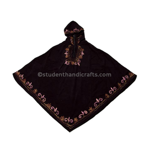 Poncho à capuche en acrylique polaire brodé, 100% coton - Product Image 3