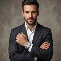 Elegante Reloj de Cuarzo para Hombre en Oro Amarillo con Visualización de Fecha, Esfera Redonda, Cierre de 30 mm, Estilo Lujoso Analógico