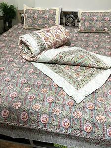 Elegante Juego de Ropa de Cama para Boda, Sábanas Dobles, Fundas de Almohada, Edredón Rajai, Diseño Real Ecológico con Patrón de Piña de Algodón Nupcial - Product Image 3