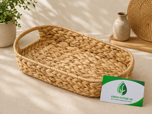 Panier en jacinthe d'eau tressé traditionnel vietnamien pour l'organisation des articles ménagers - Product Image 5