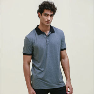 Polo pour homme à col contrastant, bleu, manches courtes, respirant, mélange de coton, décontracté, pour le golf, été, logo personnalisé - Product Image 6