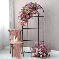Arche de mariage en métal, cadre de fleurs, cercle doré, accessoires de mariage, arrière-plan de scène, couronne, arrière-plan, arche carrée ronde, décoration de mariage