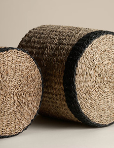 ชุดตะกร้าซักผ้าทรงกลมแบบซ้อนได้ 2 ใบ ตะกร้าเก็บของในบ้าน ของตกแต่งห้องนอน ฐานสีดำ - Product Image 5