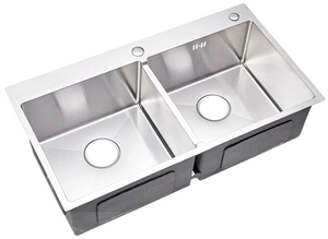 Évier de cuisine en acier inoxydable traditionnel à double bac, carré, poli, fait à la main, de qualité supérieure - Product Image 6