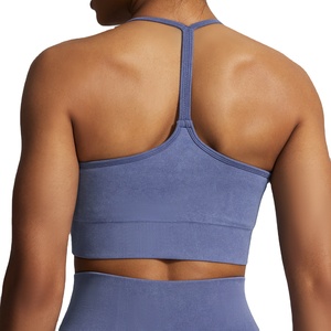 Sujetador deportivo de yoga de secado rápido para mujer, con efecto lavado a la arena, absorbente de impactos, para fitness al aire libre y running, con hermoso detalle en la espalda. - Product Image 2