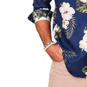Chemise décontractée hawaïenne classique pour homme, manches courtes, anti-plis, respirante, personnalisable ODM, 100 % coton - Product Image 2