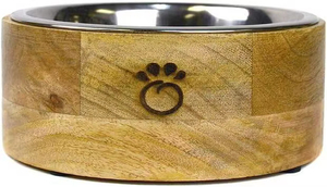 Tazón para Mascotas de Madera Hecho a Mano, Estilo Neutral, Plato de Alimentación de Acero Inoxidable, Tazón Portátil Redondeado para Comida y Agua para Gatos, Uso en Exteriores - Product Image 3